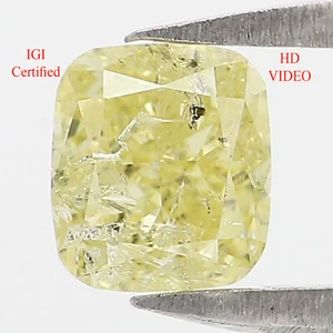 0.56 CT IGI Certified Natural Loose Cushion Diamond 4.80 MM Yellow Color QL7701 - Picture 1 of 9
