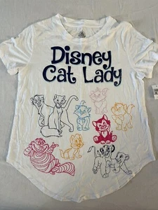 NEW Disney Parks Disney Cat Lady Tee Shirt Women's XS NWT Simba Aristocats Marie - Picture 1 of 4