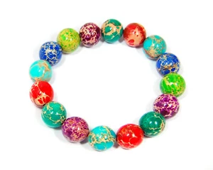Bonita pulsera de piedras preciosas semento marino en forma de bola colorida mezclada - Imagen 1 de 1