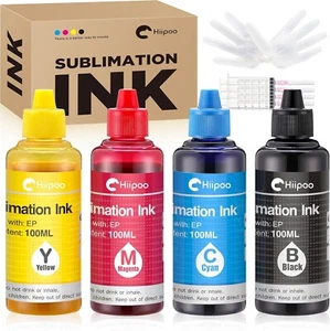 Hiipoo Sublimation Ink Refilled Bottles Work with C88 C88+ WF7710 ET2720 ET15000 - Picture 1 of 6