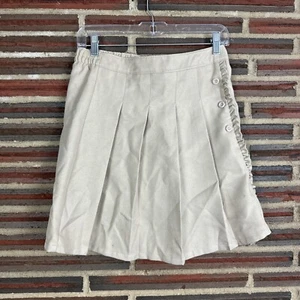 NWT Nautica School Uniform Skirt Beige Solid A-Line Button Accent Casual Girls - Picture 1 of 3