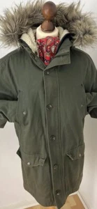 Topman Sz S Fishtail Parka Mens Khaki Green Military Mod Sherpa Lined Fur Trim - Picture 1 of 13