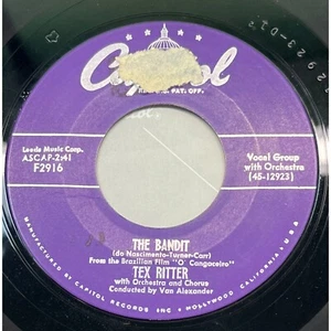 Tex Ritter The Bandit / Prairie Home 45 Country Capitol F- 2916 VG/VG+ - Picture 1 of 4