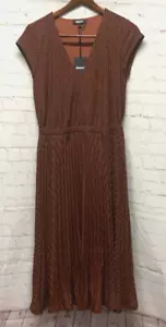 DKNY MEDIUM Women's Cap Sleeve Dress Rust Brown New - Picture 1 of 5