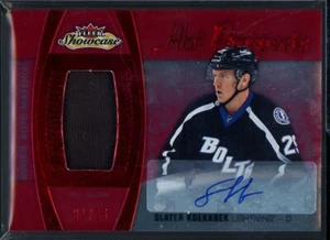 2015-16 Fleer Showcase Hot Prospects RC Auto Patch Red 166 Slater Koekkoek 21/25 - Picture 1 of 2