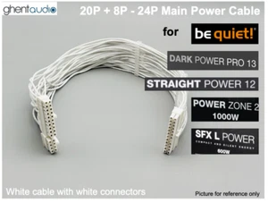 π24" White ATX 24Pin Cable for Be Quiet!: Dark Power 13, Pure Power 12 M - Picture 1 of 1