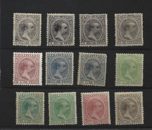 PHILIPPINES 1890 Edifil 76/87* Bien Centrées Catalogue 240 Euros Par Centrage - Picture 1 of 1