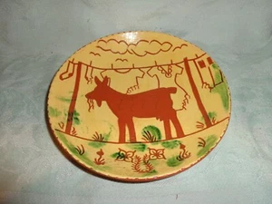 Plato de 6-3/4" decorado Redware cerámica esmaltada Breininger, 1996 - Imagen 1 de 4