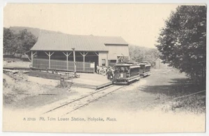 1906 Mt. Tom Holyoke, MA Mass Railroad DEPOT & Zug - Massachusetts Postkarte - Bild 1 von 2