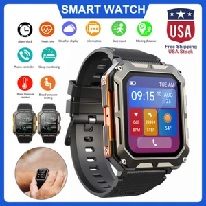 Military Smart Watch Waterproof Heart Rate Blood Oxygen Monitor Fitness Tracker - Picture 1 of 33