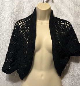 NWT Dana Buchman Black 100% Silk Bolero Jacket Cape Shrug Lace XL Money $325 - Picture 1 of 6