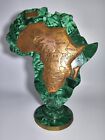 Vintage Afrique Africa Malachite Copper Art Sculpture Map