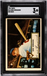 1952 Topps #16 Gene Hermanski Red Back SGC 3 VG Cubs - Picture 1 of 2