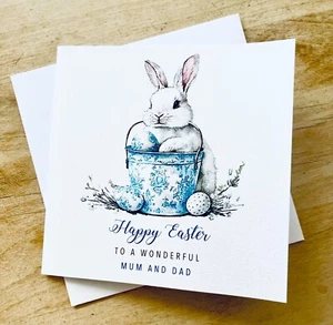 Personalised Easter Card, Bunny Rabbit, Mum, Dad, Granddaughter, Grandson, Son - Picture 1 of 4