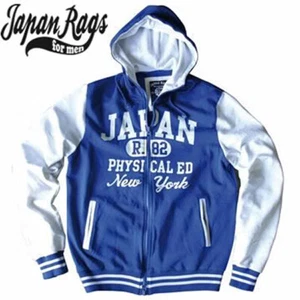 L LARGE JAPAN RAGS BLUE HOODIE PULLOVER SWEATSHIRT MEN JERSEY ZIP JACKET RIZ - Bild 1 von 4