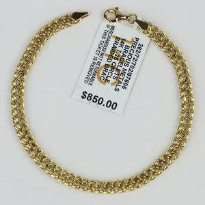 NWT Macy's 14k Yellow Gold Women's Braided Bracelet 7.25" - $850 Retail - Picture 1 of 2