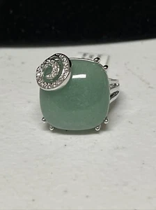 NIP Park Lane MARGARITA Genuine Aventurine Stone Ring Crystal Accents Size 10 - Picture 1 of 10