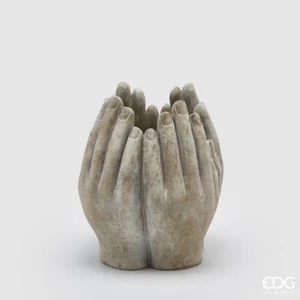 EDG Enzo De Gasperi Vase Zement Hände H 22 CM D 19 CM Light - Bild 1 von 4