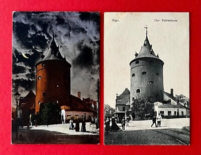 2 x AK RIGA in Lettland 1918 Pulverturm mit Typen     ( 157798 - Bild 1 von 2