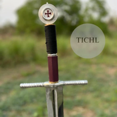 Espada templaria medieval forjada a mano de acero al carbono lista para la batalla espada vikinga Foto 1 de 4