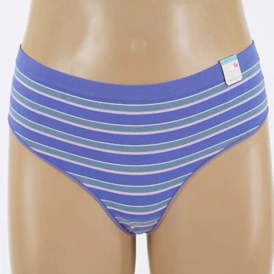 SO INTIMATES Junior's Size 11-13 LARGE Seamless STRIPE THONG Panties #ZG01U475R - Image 1 of 4