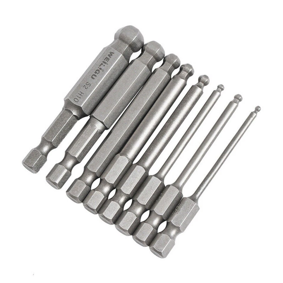 Ball Point Hex Head Screw Driver Bit Set 2-10mm Allen Key Impact Power Drill 1/4 - Image 1 of 4