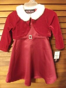 NWT Baby Girl 18 Month Red Dress (VALENTINES ) with jacket with white fur collar