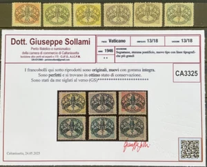 Vatikan 1946 Steuermarken komplette Serie mnh Breitlinienzertifikat - Bild 1 von 2