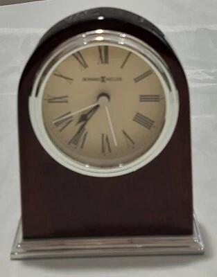 Howard Miller Alarm Clock Wood & Nickel Arch Shaped "The Walker", excellent cond - Image 1 of 4