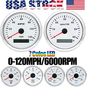 85MM White GPS Speedometer 120MPH&Tacho 6000RPM Gauge Set for Boat Car Truck ATV - Picture 1 of 22
