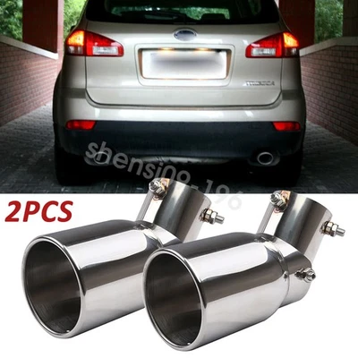 2PCS Chrome Car Exhaust Pipe Tip Rear Tail Throat Muffler For Subaru Tribeca Foto 1 de 4