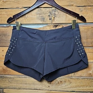 Pantaloncini da corsa Lululemon neri riflettenti a pois speed up foderati taglia 6 - Foto 1 di 7