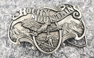 Hebilla de cinturón Siskiyou Rocky Mountain vintage 1985 peltre águila y minero/2500  Foto 1 de 4