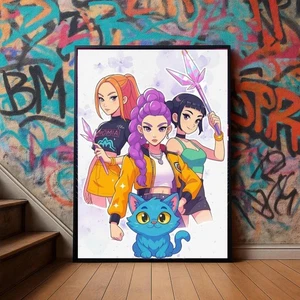 Kpop Demon Hunters Huntrix Poster | Mira Rumi Zoey Fan Art Wall Decor - Picture 1 of 3