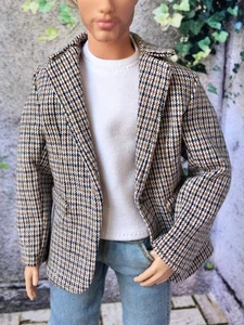 BQ-HARLOW – Checkered Cotton Blazer for 12" 1/6 Scale Ken Dolls - Picture 1 of 6