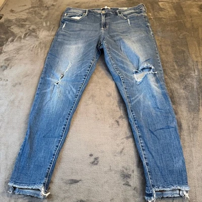 Dear John Gisele 高腰紧身牛仔裤磨边下摆女式 32 码 — 第 1/4 张图片