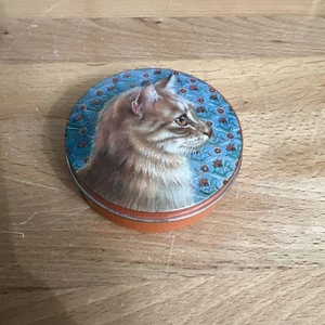 (145A). Vintage Lesley Ann Cat Tin Pair Tins 1989 Hunkydory 3-1/4" x 1" England - Picture 1 of 8