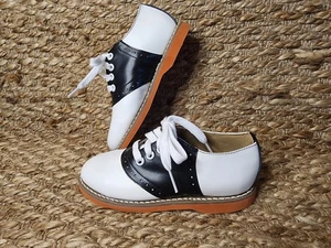 Kesco Classic weiß schwarz Schnürschuhe Saddle Oxford Uniform Schuhe kleines Mädchen 12 neu - Bild 1 von 9