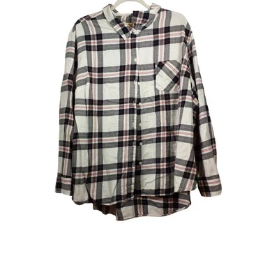 女士褪色荣耀纽扣格子衬衫舒适 — 第 1/3 张图片