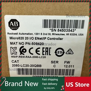 AB 2080-LC20-20QBB SER C Micro820 20 I/O ENet/IP Controller US Free Tax - Picture 1 of 9