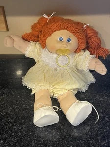 VTG Cabbage Patch Kid Doll Red Hair Blue Eyes Pacifier Dimples Outfit 1978 1982 - Picture 1 of 6