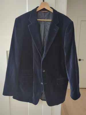 Chaqueta Blazer Abrigo Hombre Merona Azul Oscuro Azul Marino Terciopelo 3 Botones Rollo 2 44 L Foto 1 de 4