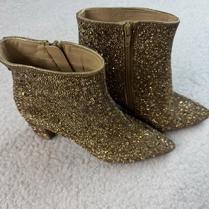 Stivali donna Betsy Johnson Cady Gold misura 8,5 M stivali scintillanti - Foto 1 di 9