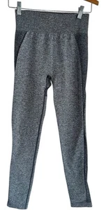 Gymshark Flex Leggings a Vita Alta Donna Grigio Medio Rosa Logo - Foto 1 di 6