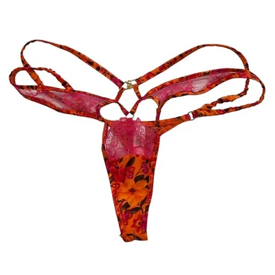 NUEVO CON ETIQUETAS VICTORIA'S SECRET Tanga Braguita Talla XS-S-M-L-XL Negro Sedoso Naranja Rosa Encaje Foto 1 de 4