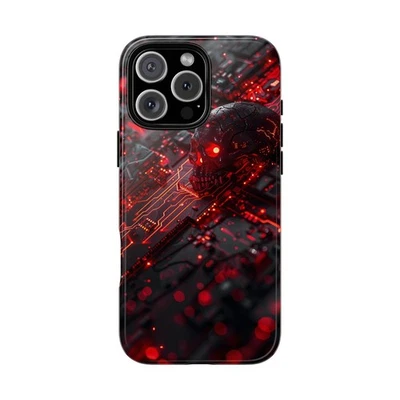 Circuit Chip Board Red Skull - Tough Phone Case for iPhone, Galaxy, Pixel - Image 1 of 4
