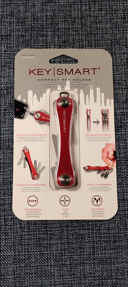 KeySmart Original - Compact Key Holder up to 8 Keys Red