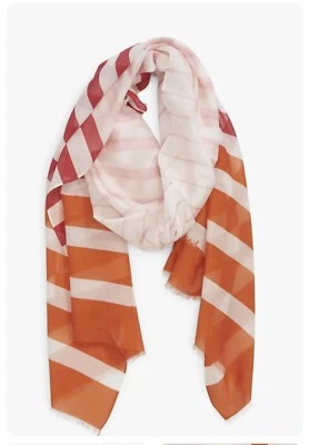 KATE SPADE Pink Orange Degrade Stripe Scarf Oblong New, Defect - Image 1 of 4