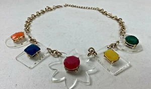 Collar Acrílico Retro Años 60’s Look Flor Aluminio Oro Rosa Cadena Francesca - Imagen 1 de 3
