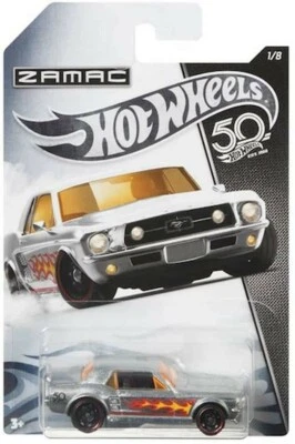HOT WHEELS ZAMAC '67 FORD MUSTANG COUPE 1/8 50TH ANNIVERSARY SCALA 1/64 DIE-CAST - Immagine 1 di 4